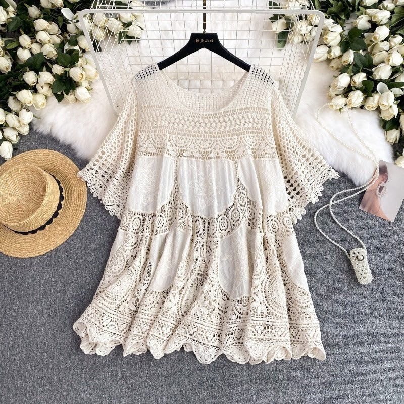 Summer Vacation Style Cutout Blouse Women's Korean Style