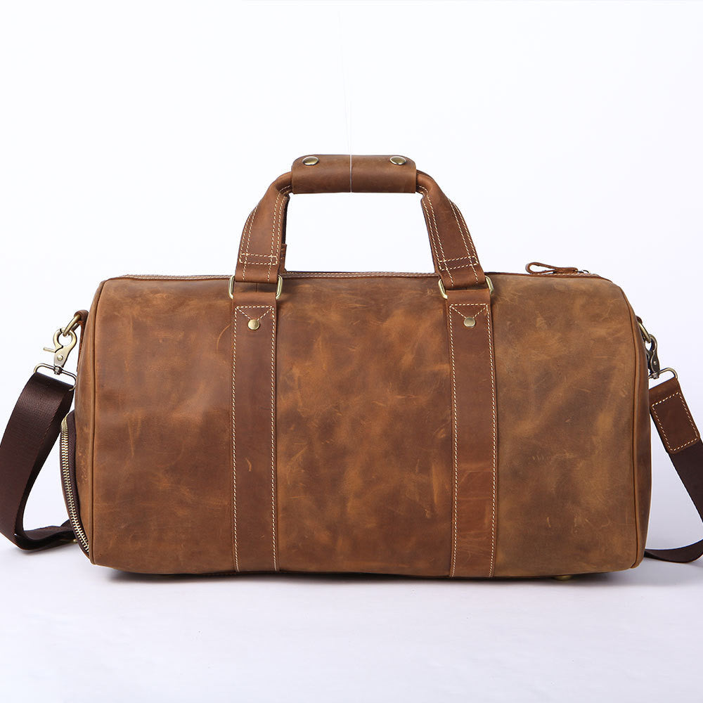 Vintage Crazy Horse Leather Men's Travel Bag