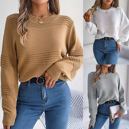 Casual Solid Color Pullover Sweater Women