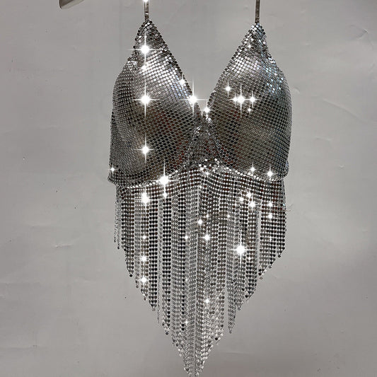 Metal Aluminum Sheet Glitter Bra Top