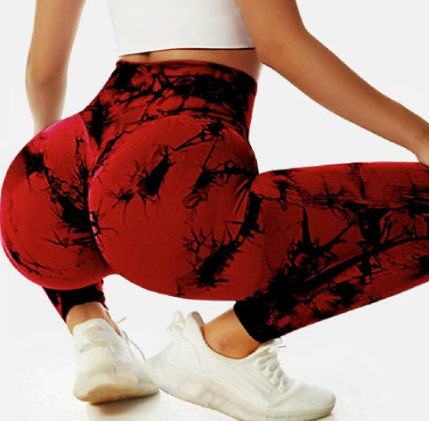 Tie-dyed Fitness Trousers High Waist Hip Lift Sports Skinny Running Sexy